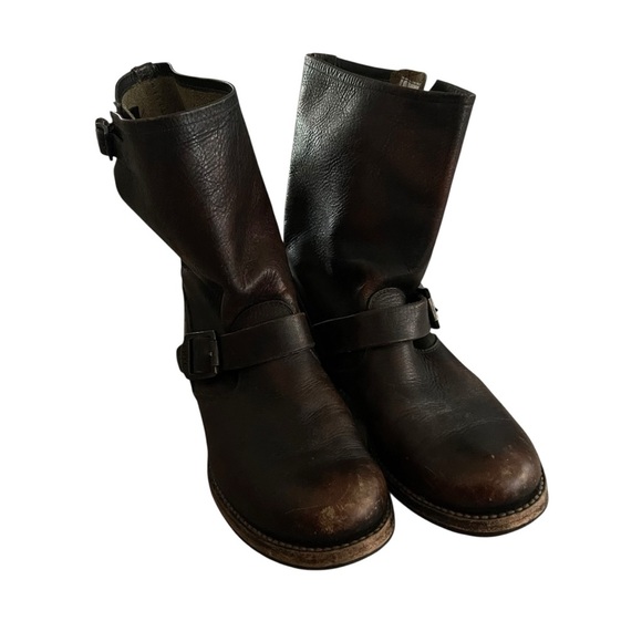 Frye Veronica Slouch Boots Boho Grunge Moto Buckle Leather Women Size 8 - Picture 6 of 9